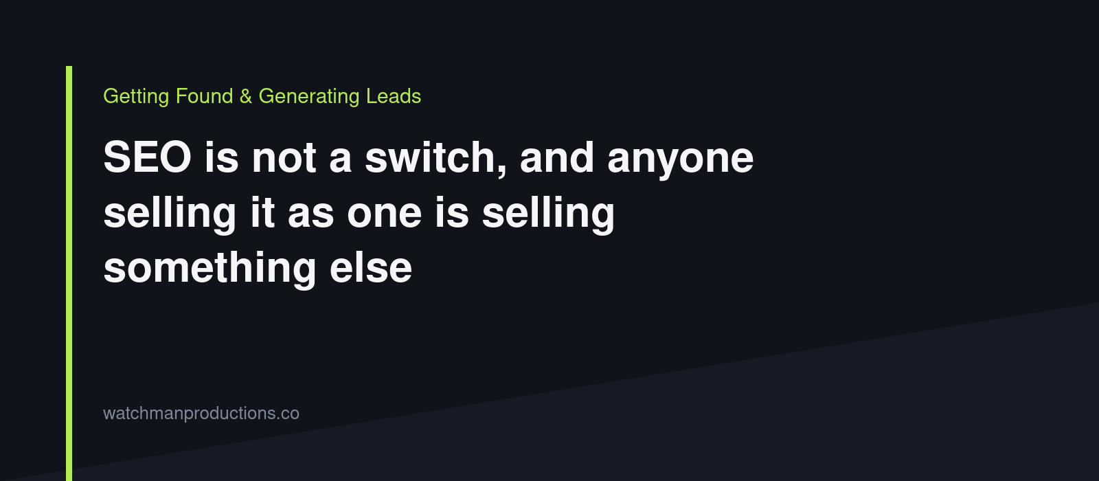 SEO is not a switch, and anyone selling it as one is selling something else